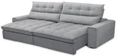 Sofá Retrátil Reclinável 3 Lugares 250cm Damy F05 Veludo Cinza - Mpoze