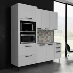 Armário Cozinha 3 Peças Balcão Para Pia CP4B Zaya Branco T01 - Mpozena