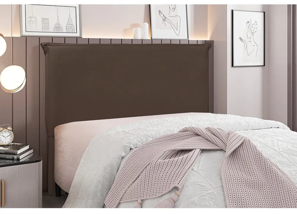 Cabeceira Cama Box Solteiro 90 cm Garden Veludo S04 - D'Rossi - Marrom