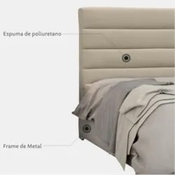 Cabeceira Casal Queen 160cm Greta Suede Liso Bege Z51 - Mpozenato