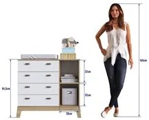 Cômoda Infantil 1 Porta 4 Gavetas 93cm Favo de Mel 004 Itapuã/Branco -