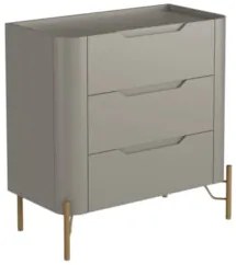 Mesa Cabeceira Quarto 68cm 3 Gavetas Blen Grigio/Dourado I06 - Mpozena