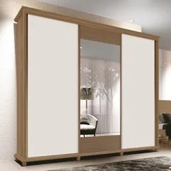 Guarda Roupa Casal 250cm 3 Portas Correr 1 Espelho Doratto F08 Freijó/