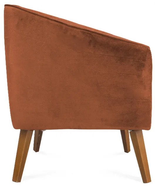 Poltrona Decorativa Dalia Pés de Madeira Veludo Terracota - Sheep Estofados - Terracota