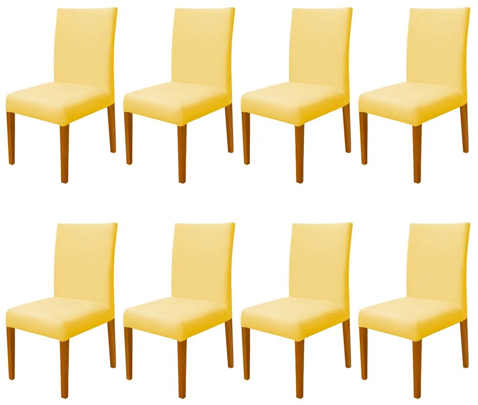 Kit 8 Cadeiras de Jantar Milan Veludo Amarelo