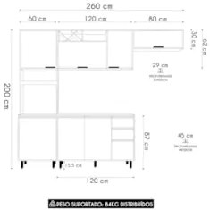 Armário de Cozinha CP02 260cm Nala Freijó UV/Off Acetinado Z44 - Mpoze