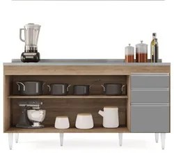 Balcão Gabinete com Pia Inox 160cm Arkansas Castanho/Cinza – Lumil