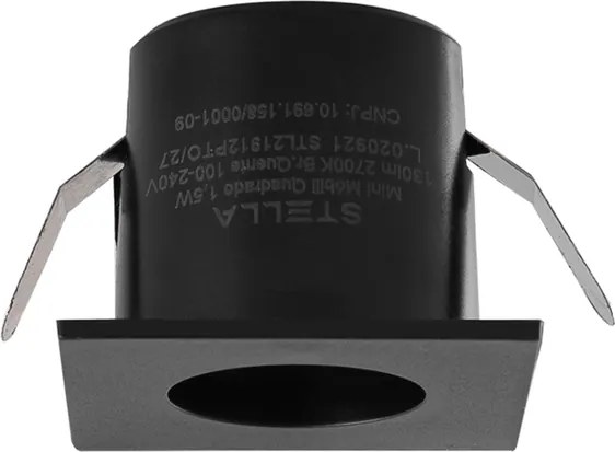 Plafon Led De Embutir Quadrado Preto 1,5W 25 2700K Mobili