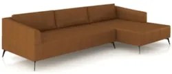 Sofá 5 Lugares 326cm Com Chaise Direito Eko Couro Caramelo Z55 - Mpoze