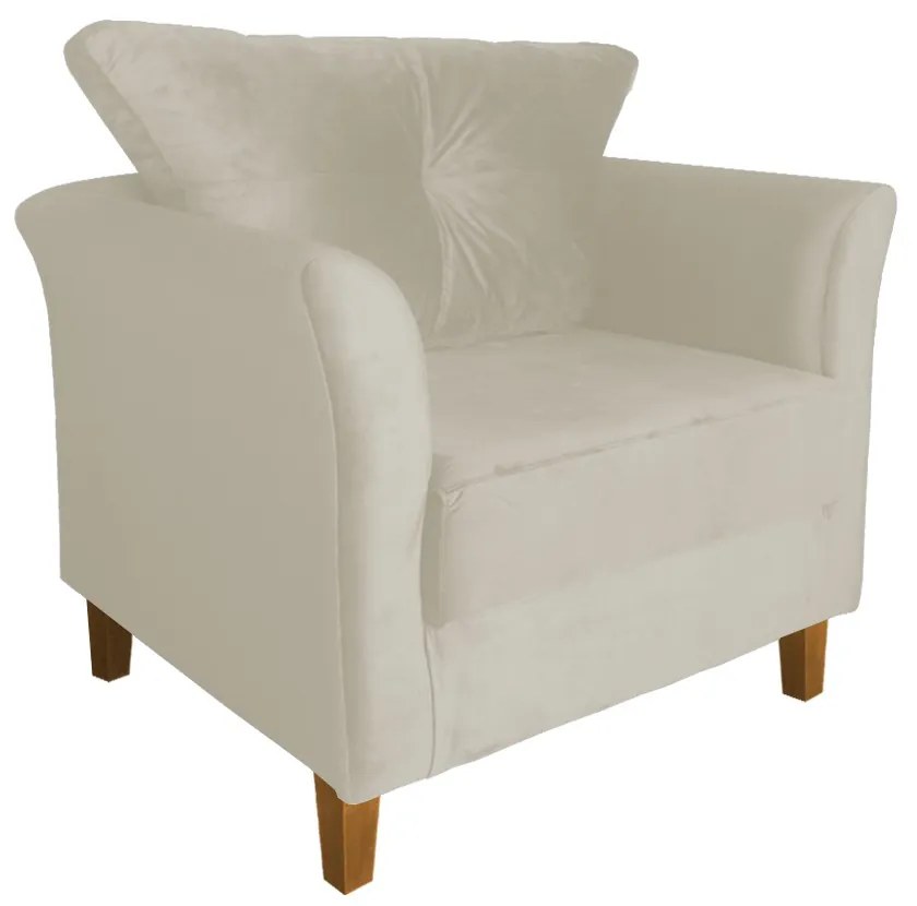 Kit Sofá Namoradeira + 2 Poltronas Ibis Decorativa Suede Bege