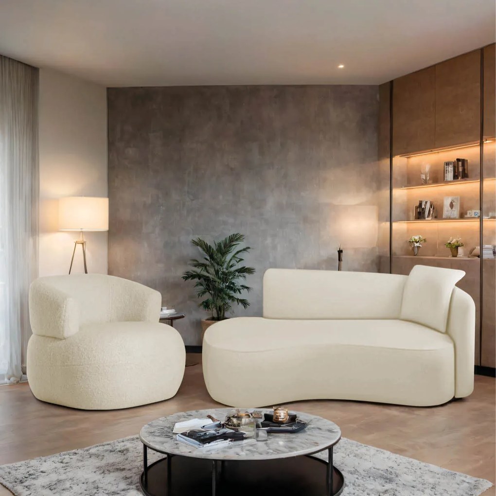 Kit Divã Recamier 180cm e Poltrona Luxo Suíça Lado Esquerdo Linho
