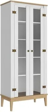 Cristaleira Colonial 75x41x180cm Branco Mel 2 Portas Movelbento