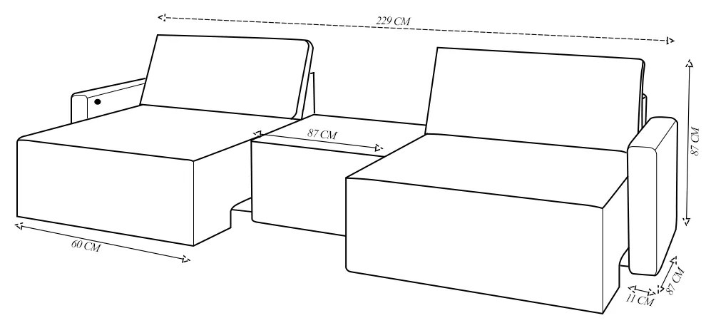 Sofá Retrátil Embutido Modulado com Puff 3 Lugares Xerxes 229cm Veludo Marrom G33 - Gran Belo