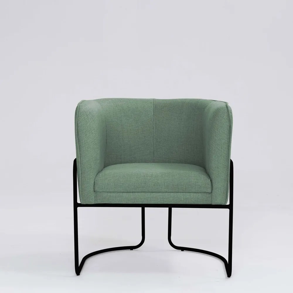 Poltrona Decorativa Belinda D07 Base Aço Linho Mescla Verde - D'Rossi