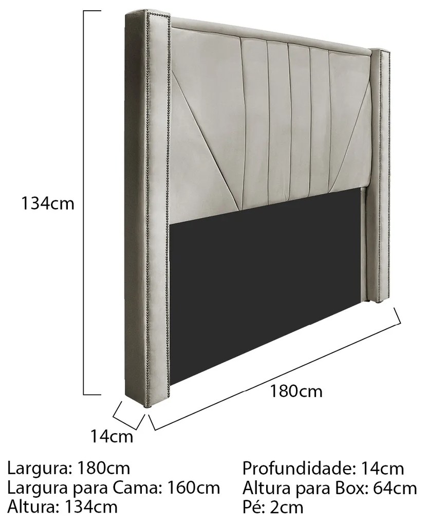 Cabeceira Queen Minsk P02 160 cm para cama Box Linho - ADJ Decor