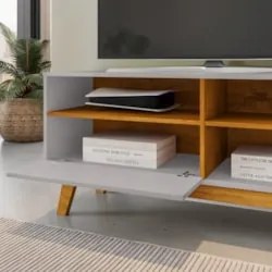 Rack Bancada Para TV 55 Pol 136cm Paládio Off/Naturalle - Bechara