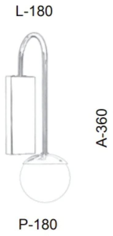Arandela Globo Haste 18X18X36Cm Metal E Globo Ø12Cm 01Xg9 | Old Artisa... (CROMADO, FOSCO (BRANCO))