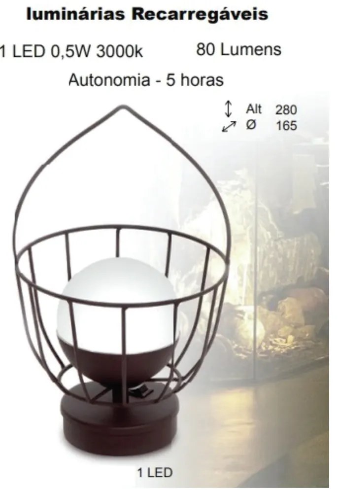 Abajur Freedon Esfera Cesto Ø16,5X28Cm Globo Ø10Cm 1Xled 0,5W 3000K -... (CAFÉ, CLEAR (Transparente), 220V)