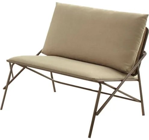 Poltrona Industrial Vini Assento Estofado Bege com Base Aco Cor Ouro Envelhecido -49474 Sun House