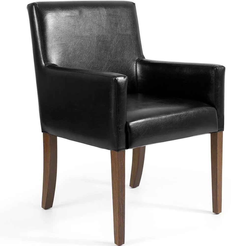 Kit 02 Poltronas Decorativas Sala de Estar Base de Madeira Liverpool PU Sintético Preto G15 - Gran Belo