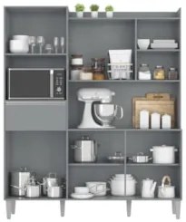 Armário de Cozinha Compacta 160cm 5 Portas Isabel Cinza - AJL Móve
