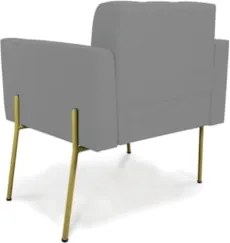 Poltrona Para Sala Pé Metal Dourado Kit 2 Ana Linho Grafite - Ibiza