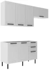 Armário Cozinha 3 Peças Balcão Para Pia CP4A Zaya Branco T01 - Mpozena