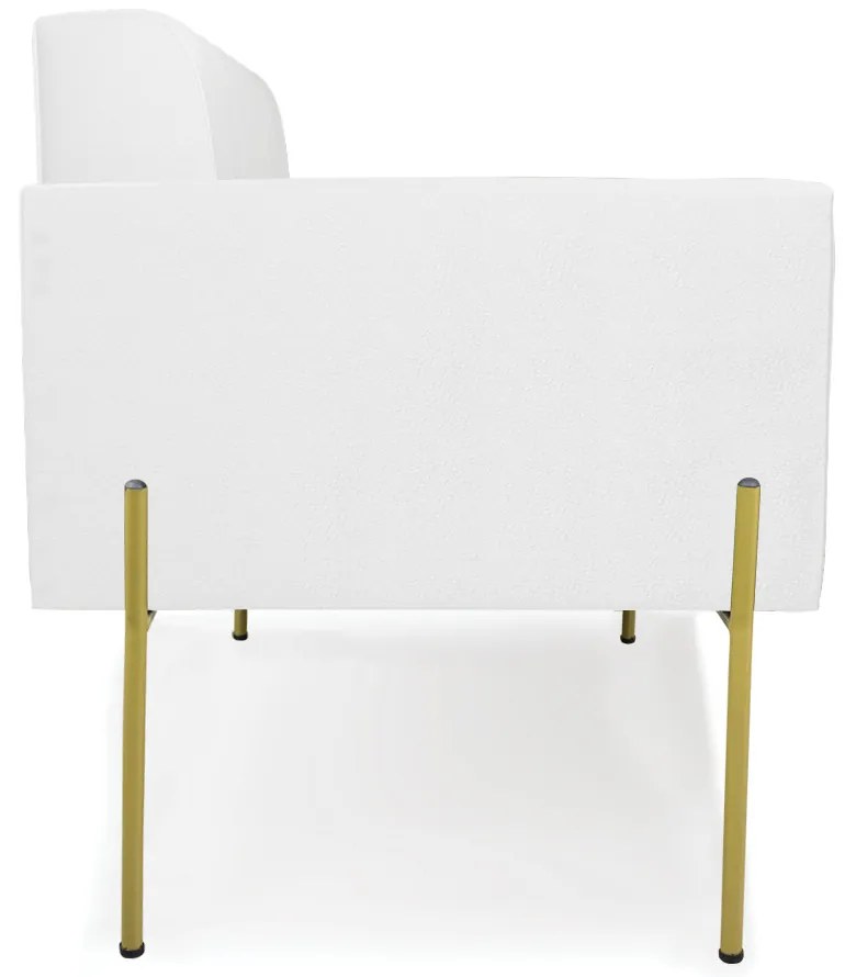 Sofá Namoradeira 2 Lugares Base Pé de Ferro Dourado Elisa Corino D03 - D'Rossi - Branco