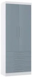 Guarda Roupa Modulado 90cm 2 Portas 4 Gavetas Taiga Branco/Grey L01 -