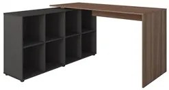 Mesa Escrivaninha em L Eron e Estante Livreiro Maly A06 Ipê/Preto - Mp