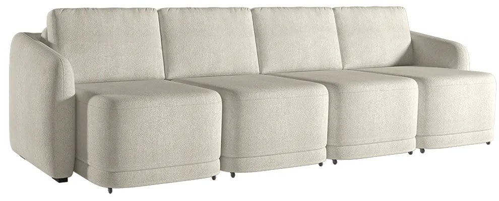 Sofá Cama Modulado Retrátil e Reclinável Decorativo Varsóvia 316cm Bouclê Bege G33 - Gran Belo