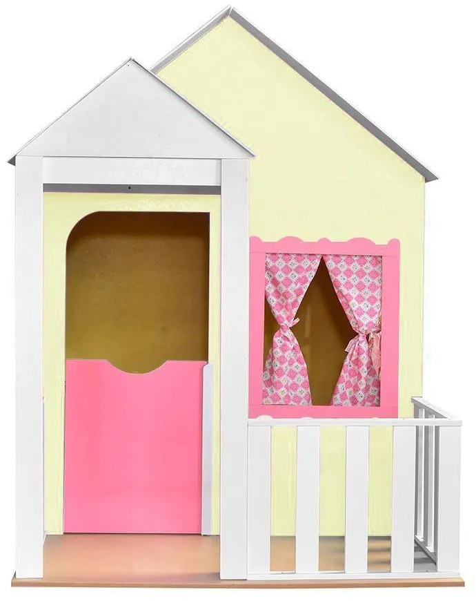 Casinha de Brinquedo com Cercado Amarelo/Rosa L12 - Gran Belo
