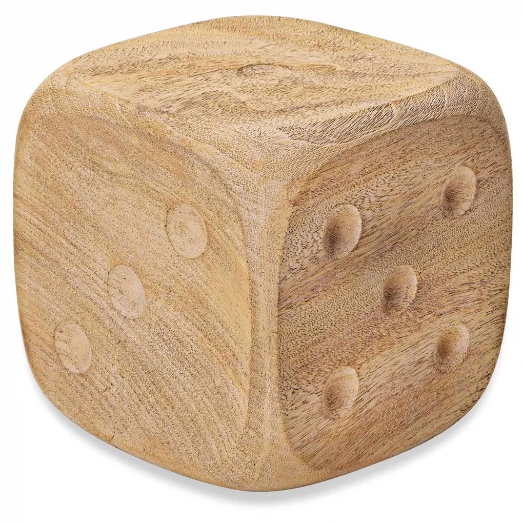 Escultura Decorativa Dado Em Poliresina Madeira 14x14 Cm - D'Rossi