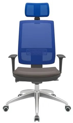 Cadeira Office Brizza Tela Azul Com Encosto Assento Vinil Café Autocompensador 126cm - 63160 Sun House