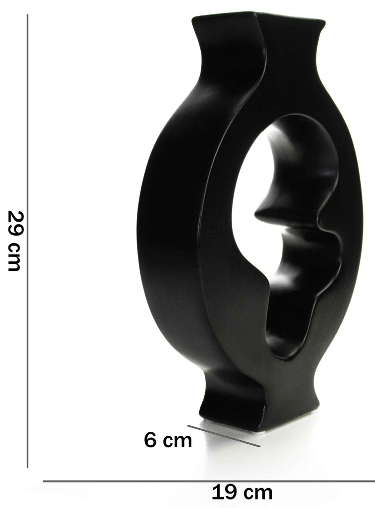 Vaso Decorativo Em Cerâmica Vasado Preto 29x19 Cm - D'Rossi