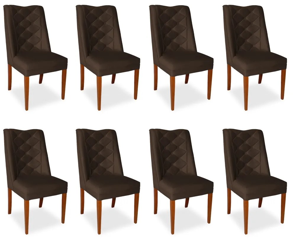Kit 8 Cadeiras de Jantar Micheli Suede Marrom