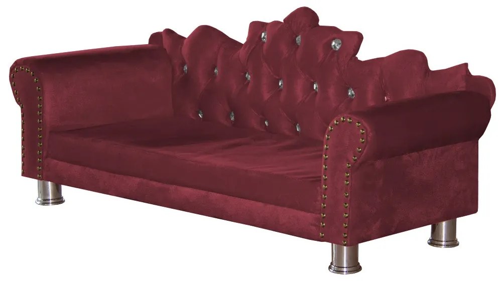 Mini Divã Sofá Realeza Cama Pet para Cães ou Gatos Elegante Suede Bordô