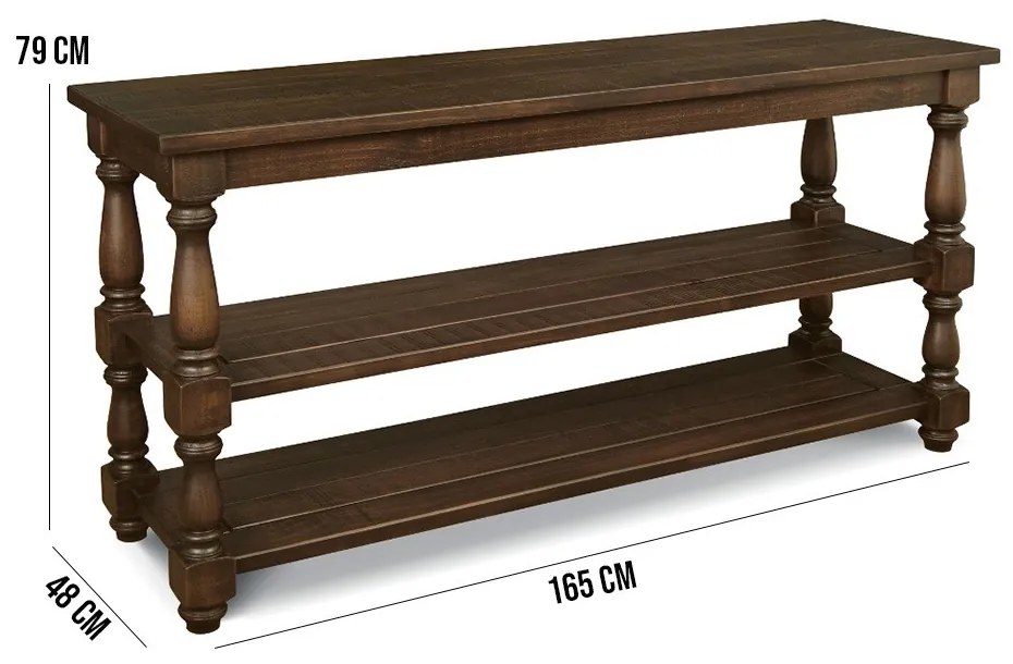Aparador Mesa Console Para Sala de Estar com Prateleiras Fiore 165x48 Canela G04 - Gran Belo