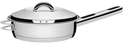 Frigideira Tramontina em Aço Inox com Fundo Triplo Tampa Cabo e Alça 28 cm 4,8 L