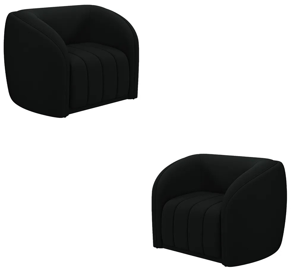 Kit 2 Poltronas Decorativas Sala de Estar Adam Veludo Preto G45 - Gran Belo