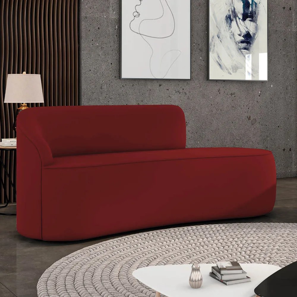 Sofá 3 Lugares Orgânico 180 cm Morgan Veludo Marsala