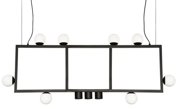 Pendente Aluminio Vidro Preto Soll