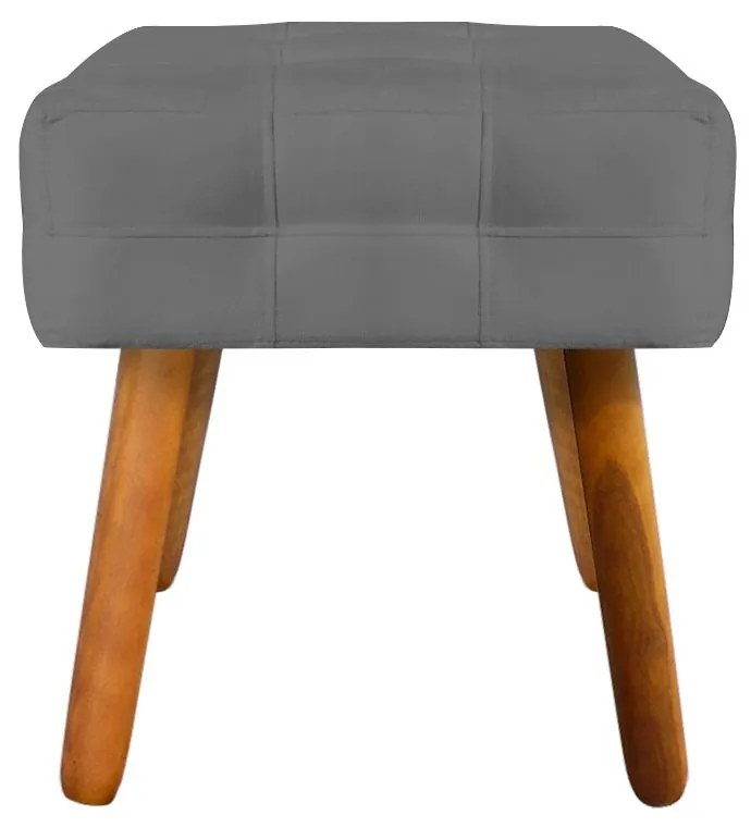 Puff Banqueta Decorativo Pé Palito de Madeira Kit 2 Elisa Suede Grafite D03 - D'Rossi
