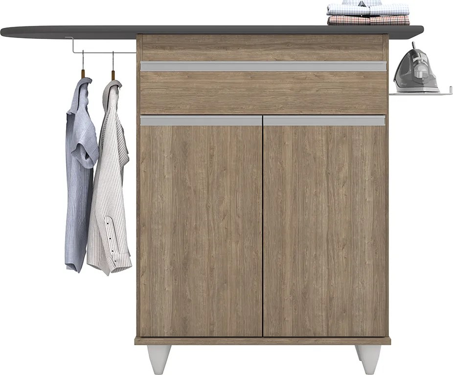 Tábua de Passar com Balcão 02 Portas Alice Castanho 119 cm L06 - D'Rossi