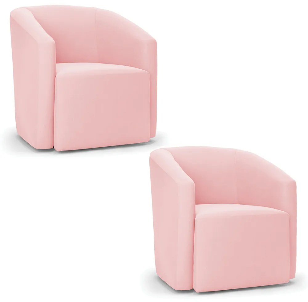 Poltrona Decorativa Orgânica Kit 2 Stella Max Suede D03 - D'Rossi - Rosa Bebê