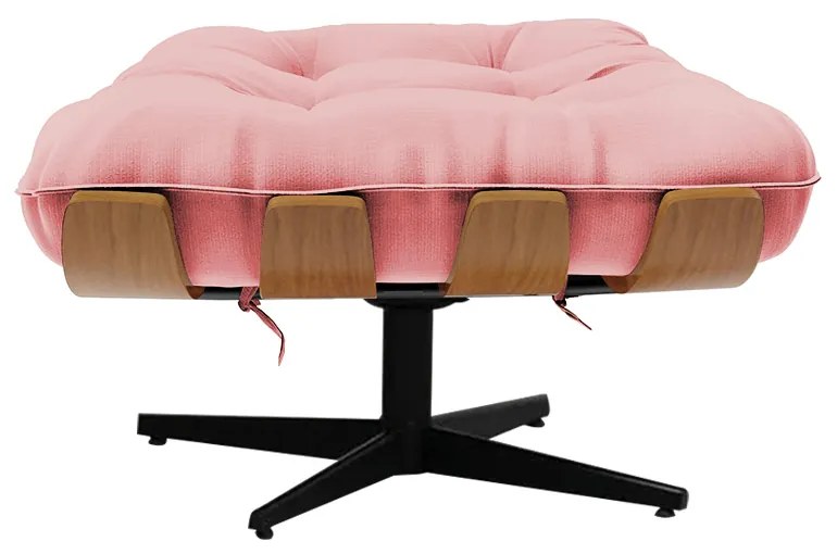 Puff Giratório Costela Suede Base Giratória Preto - D'Rossi - Rose