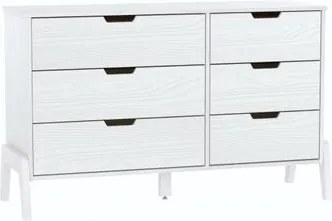 Cômoda 6 Gavetas Veneza em Madeira Branco 119x40x76 cm Marin