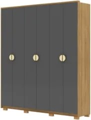Guarda Roupa Casal 203cm Com 6 Portas Leo Nature/Alasca V02 - Mpozenat