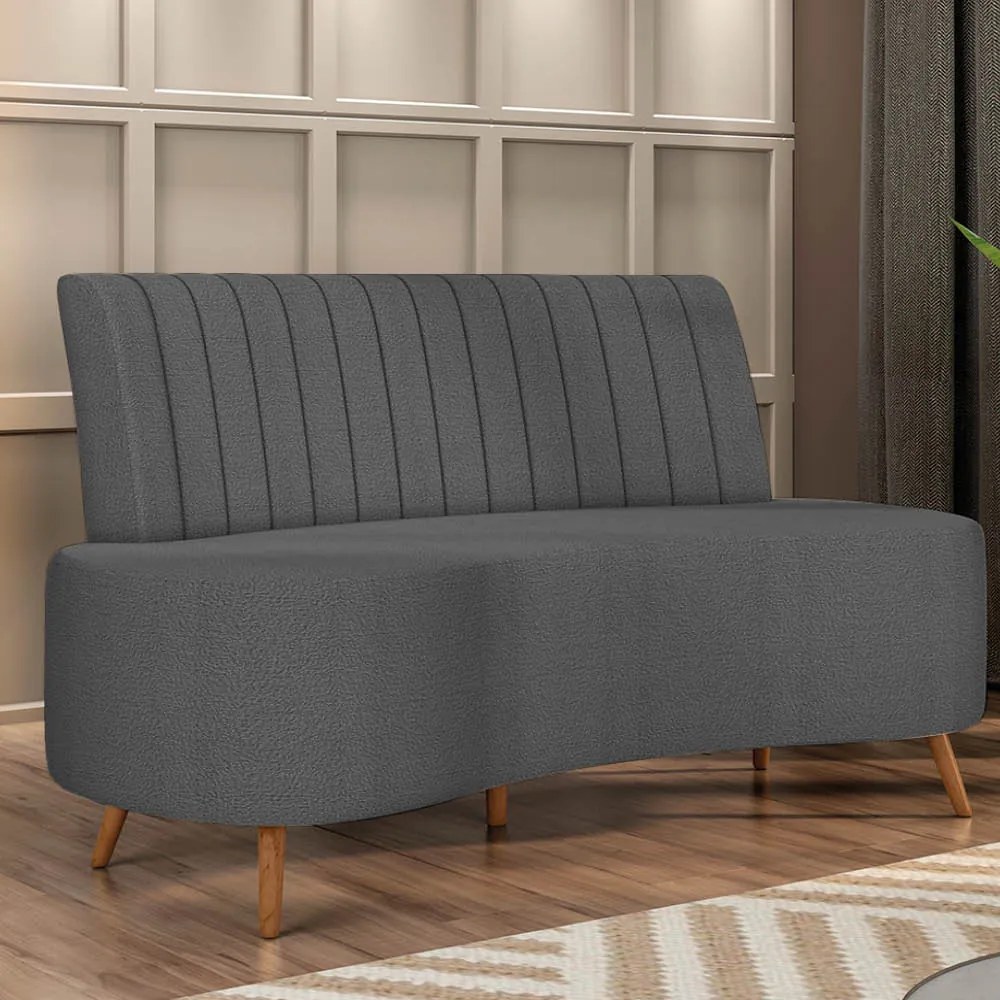 Sofá 2 Lugares Living 160cm Pé Palito Maraú Bouclê K01 - D'Rossi - Cinza