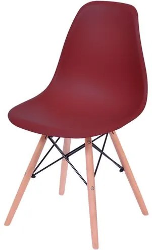 Cadeira Eames Polipropileno Vinho Base Madeira - 43035 Sun House